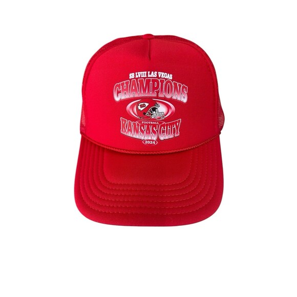 Kansas City Chiefs Super Bowl LVIII 2024 Champions Red Cap Fan Favorite OTTO - Picture 1 of 7